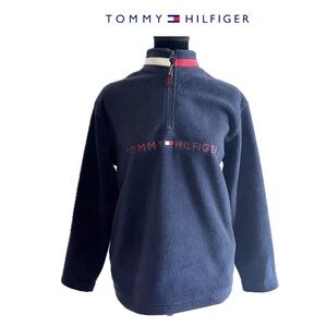 Vintage Tommy Hilfiger Logo Fleece Womens Large Navy Blue 1/4 Zip Outdoor Jacket